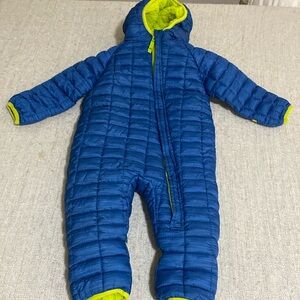 Snozu Blue/Lime Green Baby Puffer Snowsuit Size 9/12 Month